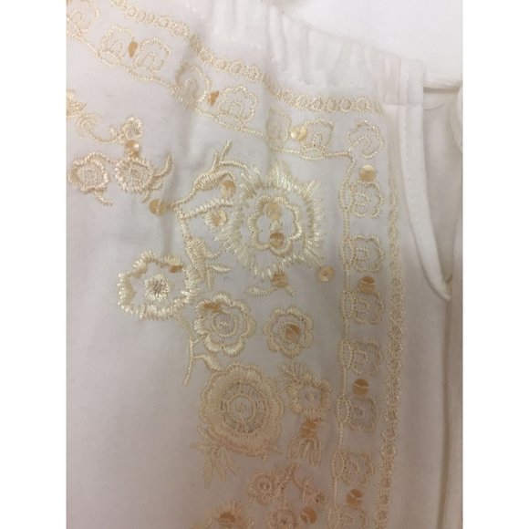 R Q T Petite Womens Top Size PXL White 3/4 Sleeves Embroidery - Picture 8 of 12